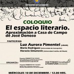 Imagen COLOQUIO EL ESPACIO LITERARIO: Aproximación a Casa de Campo de José Donoso